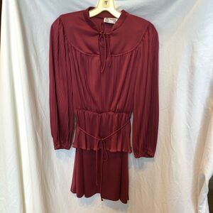 Vintage Trolley Car Skirt/Blouse Set Maroon Small.